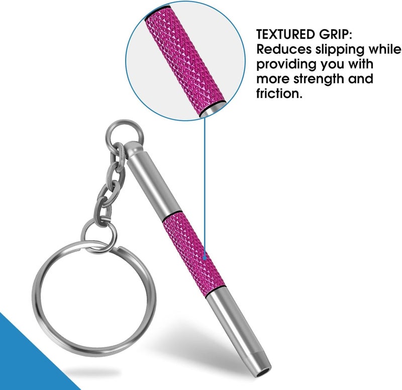 UNEAK - Eyeglass Screwdriver Repair Kit Pink Precision 3 in 1 Mini Screwdrivers Set Keychain Glasses, Sunglasses, Sunglass, Watch, Electronics, Eyeglasses, Flat Head, Phillips, Hex - Image 2